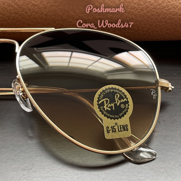 RayBan Aviator Gradient Brown RB3025 Gold Frame 58 / 62 Unisex New - Picture 5 of 16